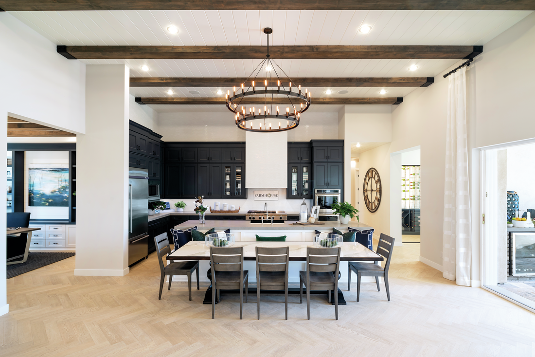 spacious modern kitchen with black and white interior design