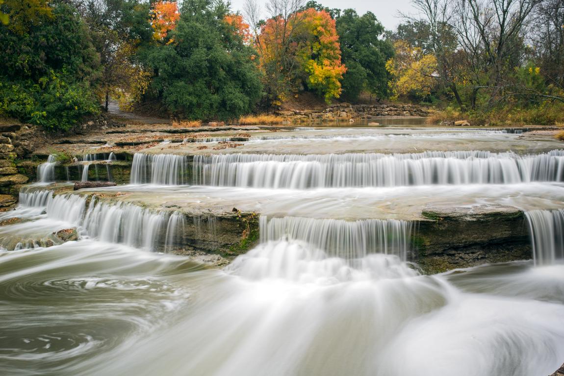 Small cascading waterfalls in Dallas Texas
